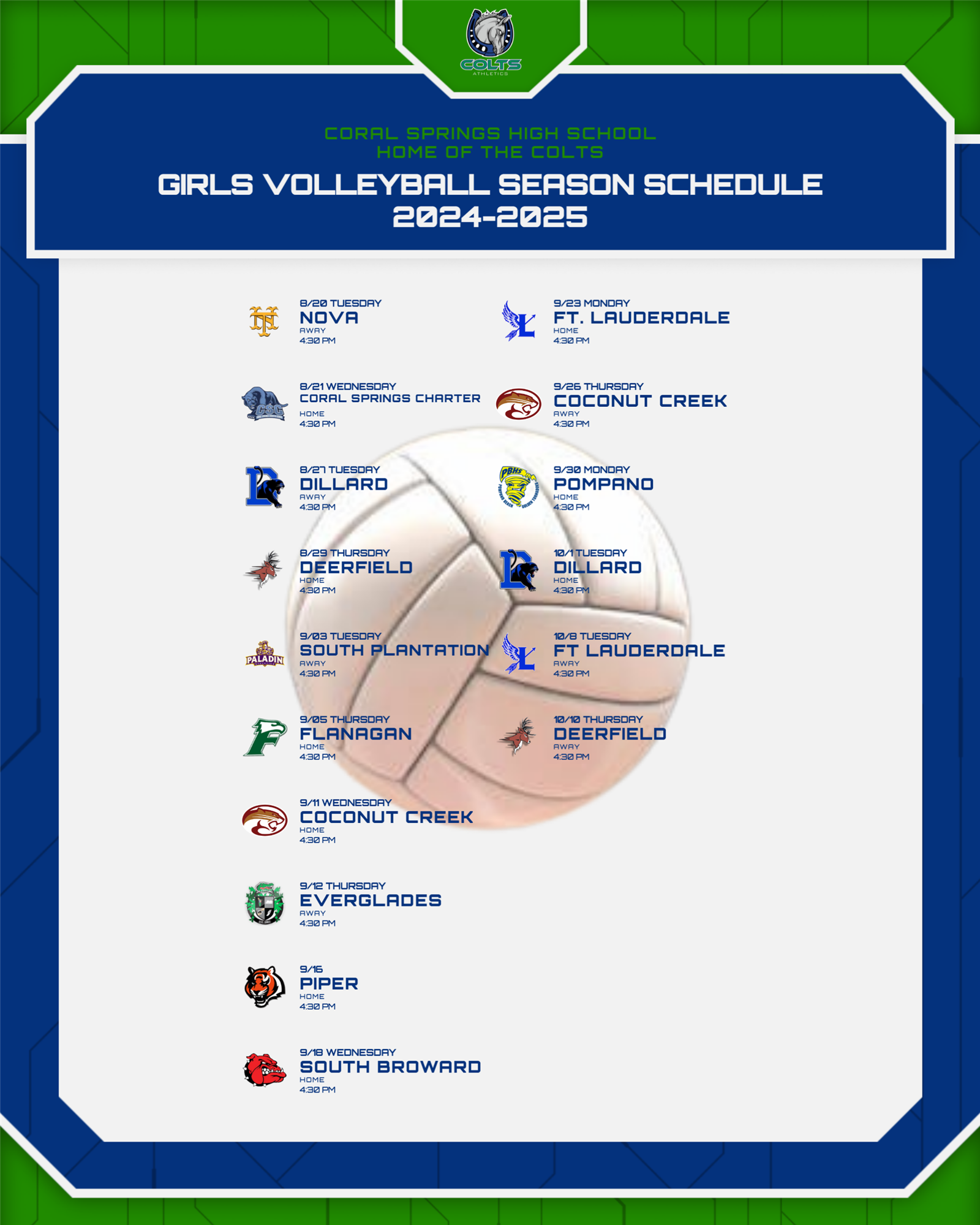 Girls Volleyball season schedule - 24/25 Season